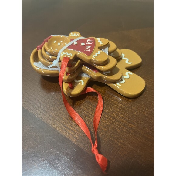 Holiday Time Gingerbread Family Ceramic Measuring Spoon Set 4pc Christmas Time - Picture 3 of 4